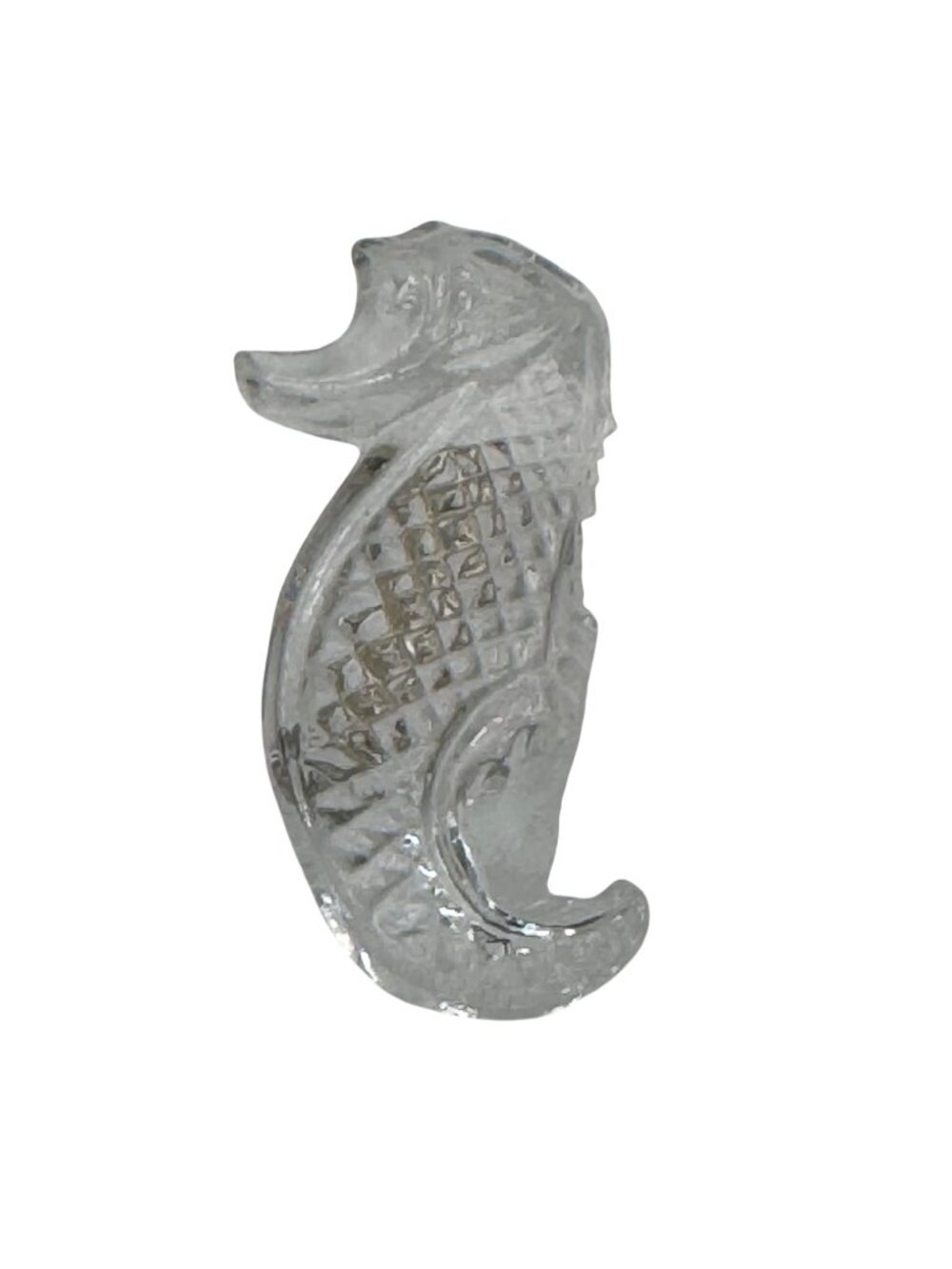Vintage Waterford Clear Crystal Seahorse Pin Brooch Textured Details 2" Nautical